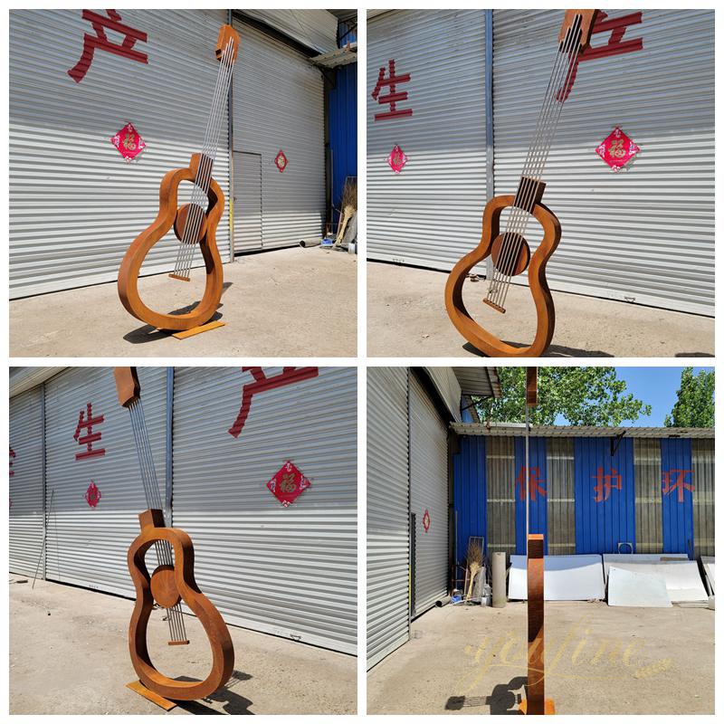 Corten Steel Guitar Sculpture Customizable for Outdoor