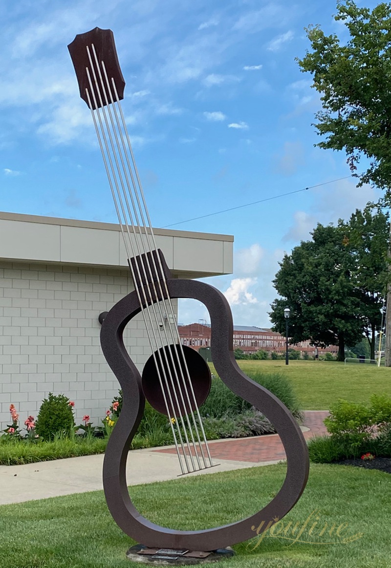 Corten Steel Guitar Sculpture Customizable for Outdoor