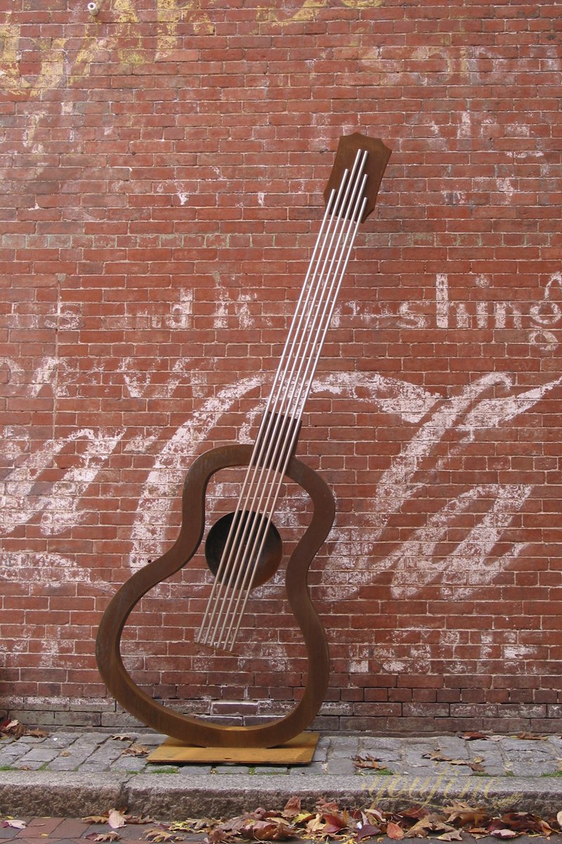Corten Steel Guitar Sculpture Customizable for Outdoor