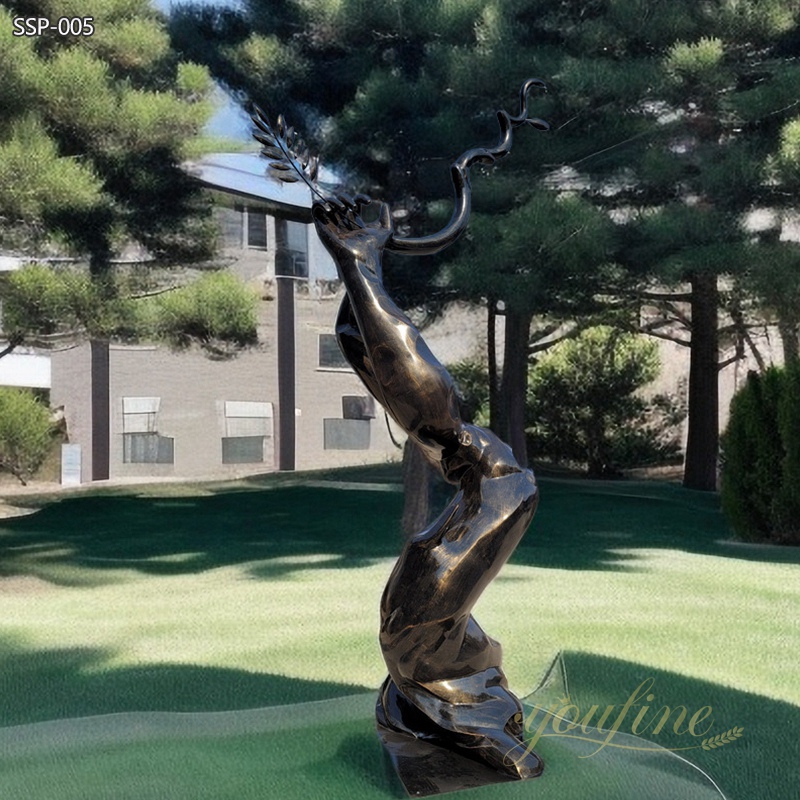Creative Imitation Bronze Stainless Steel Tree People Sculpture for Outdoor - Garden Metal Sculpture - 4