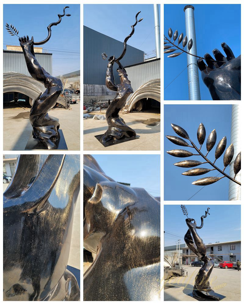 Creative Imitation Bronze Stainless Steel Tree People Sculpture for Outdoor - Garden Metal Sculpture - 2