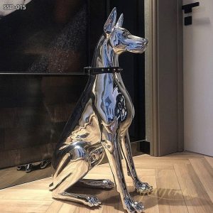 Forged Welcome Stainless Steel Dog Sculpture Modern Decor