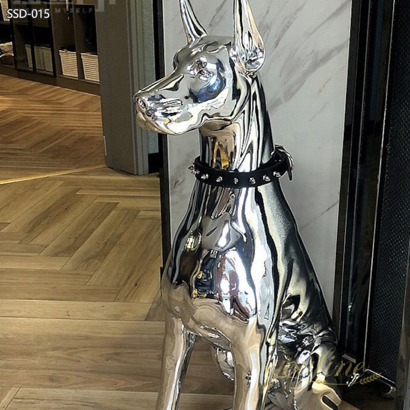 Forged Welcome Stainless Steel Dog Sculpture