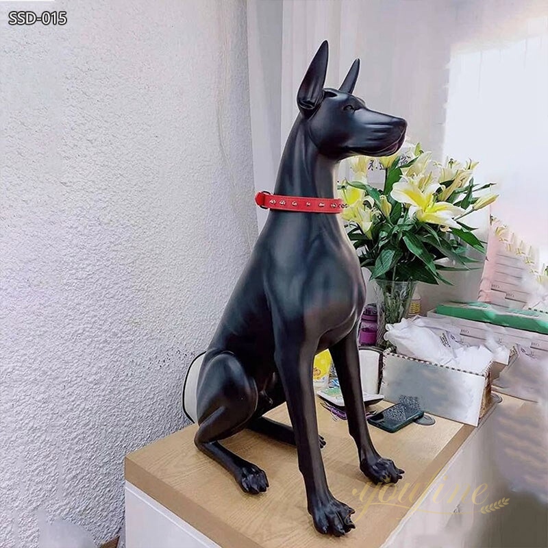 Forged Welcome Stainless Steel Dog Sculpture