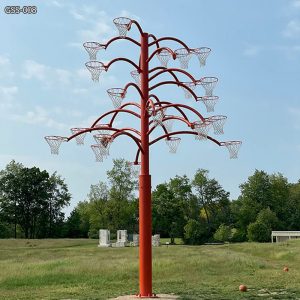 Large Outdoor Metal Basketball Hoop Tree Sculpture