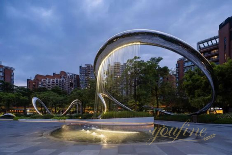 Large Stainless Steel Water Art Sculpture for the Community