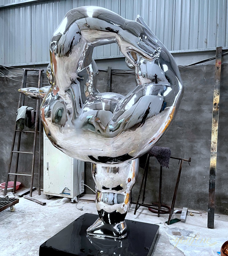 Modern Stainless Steel Fat Man Gymnastic Sculpture