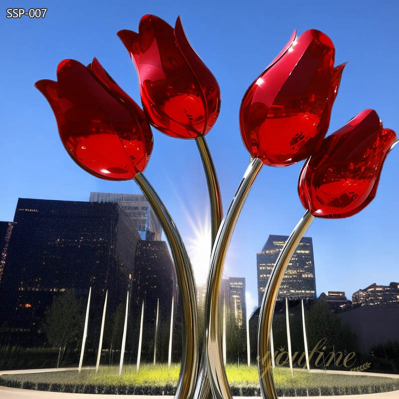 Stainless Steel Giant Tulip Sculpture for Public Garden - Garden Metal Sculpture - 4