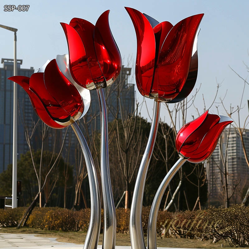 Stainless Steel Giant Tulip Sculpture for Public Garden - Garden Metal Sculpture - 5