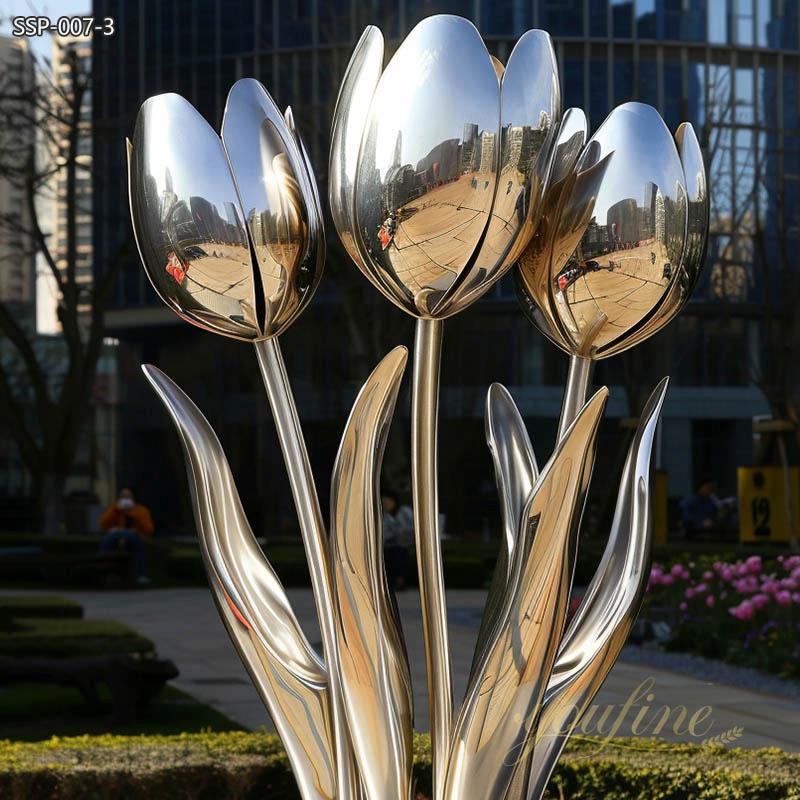 Stainless Steel Giant Tulip Sculpture for Public Garden - Garden Metal Sculpture - 6