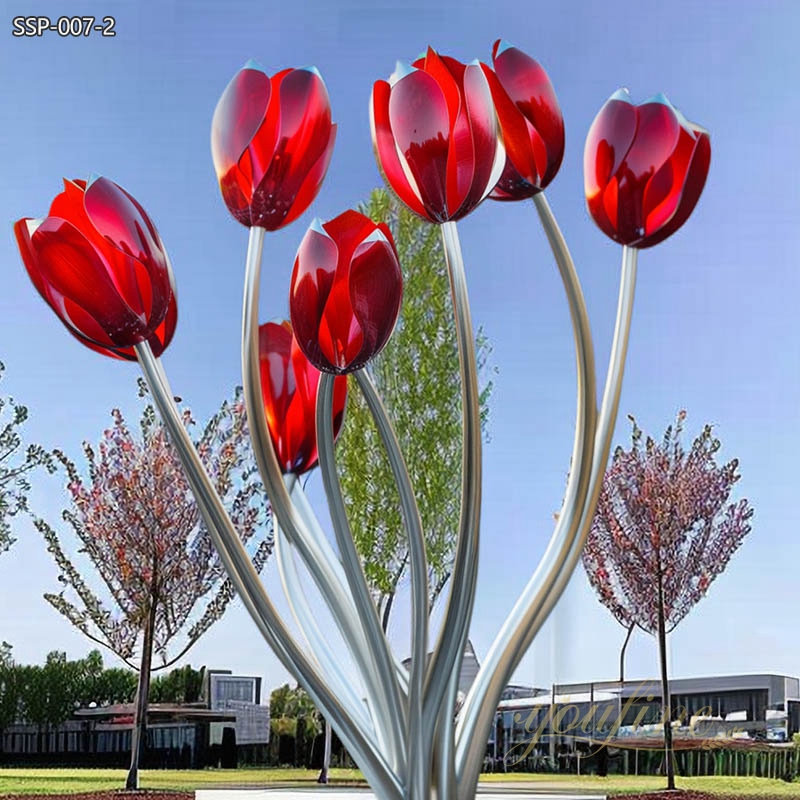 Stainless Steel Giant Tulip Sculpture for Public Garden - Garden Metal Sculpture - 3