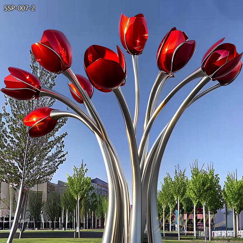 Stainless Steel Giant Tulip Sculpture for Public Garden - Garden Metal Sculpture - 1