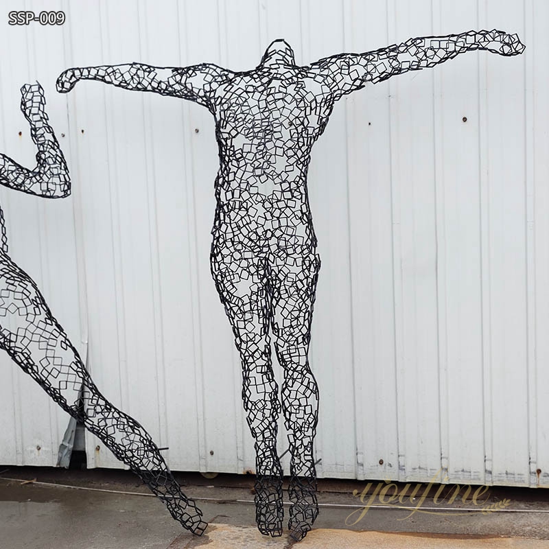 Black Art Stainless Steel Wire Figure Sculpture for Sale - Garden Metal Sculpture - 4