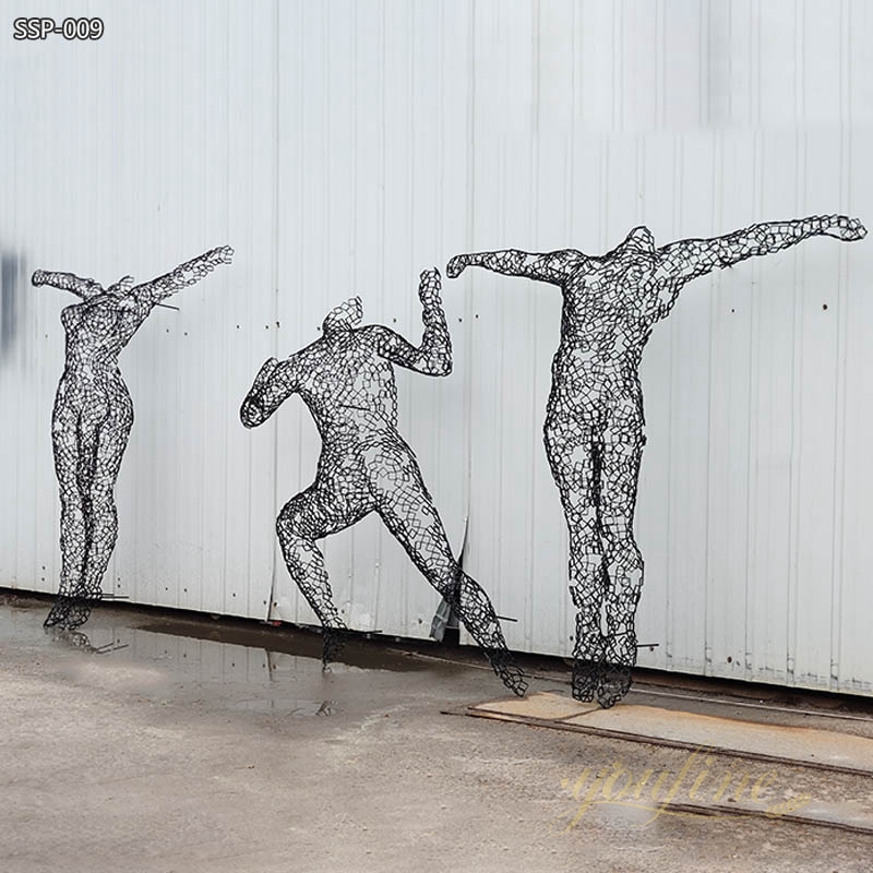 Black Art Stainless Steel Wire Figure Sculpture for Sale - Garden Metal Sculpture - 2