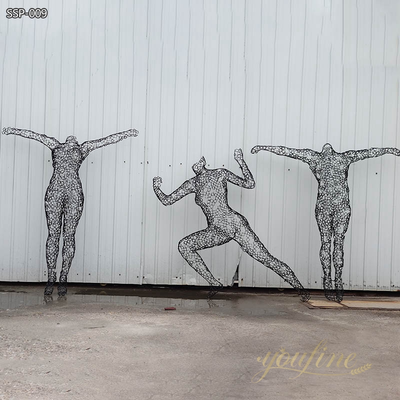 Black Art Stainless Steel Wire Figure Sculpture for Sale - Garden Metal Sculpture - 3