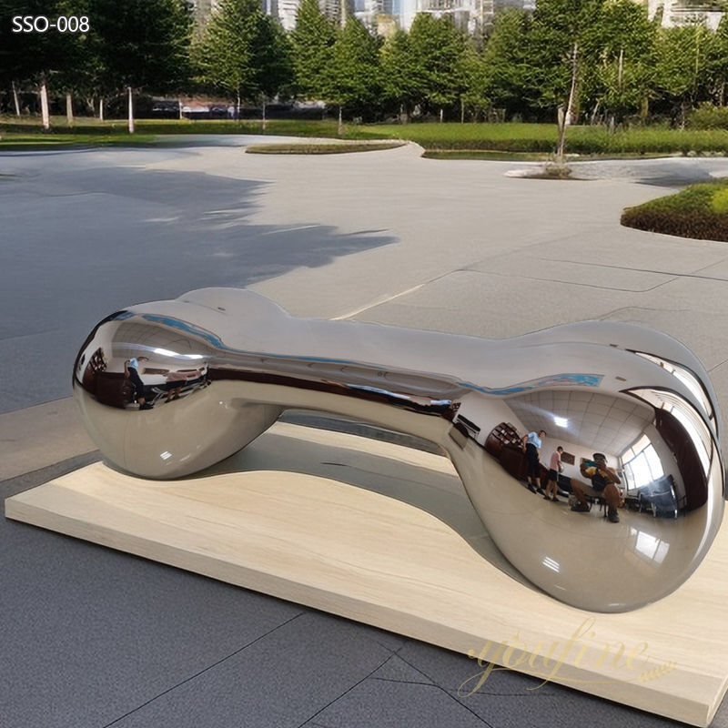 High Polished Stainless Steel Bone Bench for Sale - Garden Metal Sculpture - 2