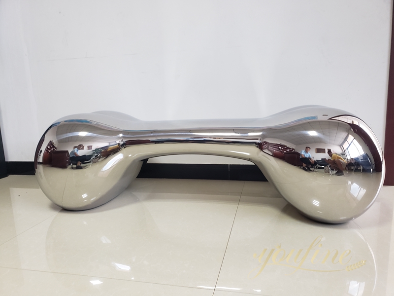 High Polished Stainless Steel Bone Bench for Sale - Garden Metal Sculpture - 3