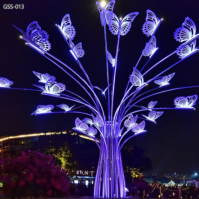 Large Butterfly Metal Sculpture with Lighting -  - 3
