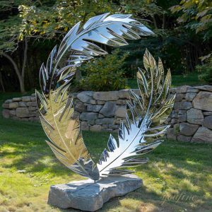 Stainless Steel Feather Art Sculpture Lawn Decoration