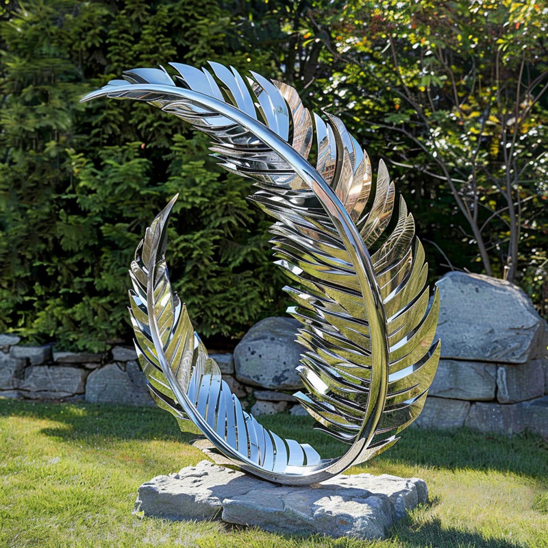 Stainless Steel Feather Art Sculpture Lawn Decoration