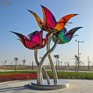 Abstract Metal Giant Tulip Flower Sculpture for Outdoor