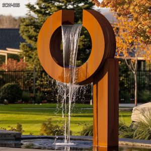 Corten Steel Circular Ring Fountain for Courtyard