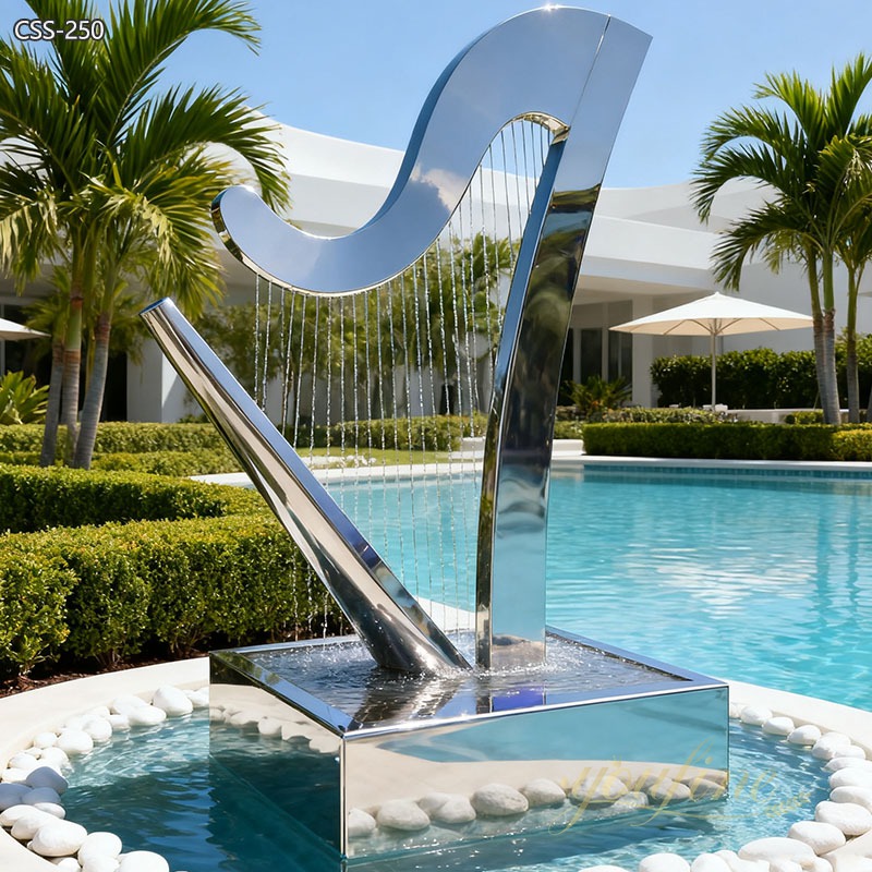 Outdoor Garden Modern Metal Harp Water Fountain Sculpture CSS-250