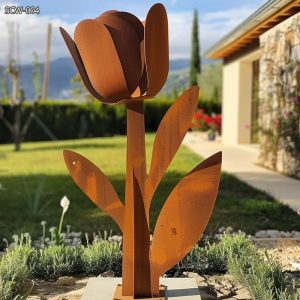 Large Corten Steel Tulip Sculpture Lawn Art Supplier