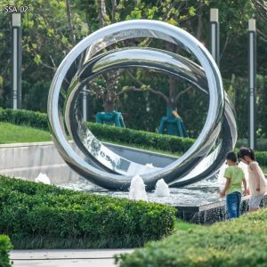 Large Metal Double Ring Sculpture for Outdoor