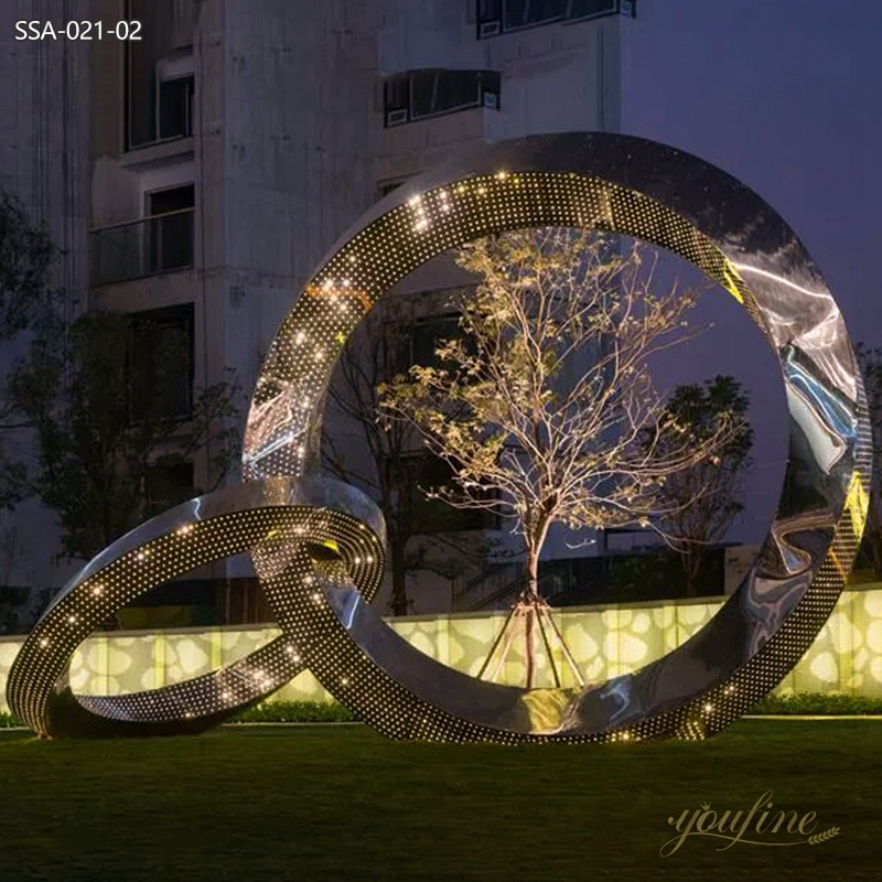 Large Metal Double Ring Sculpture for Outdoor