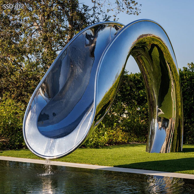 Mirror Polished Stainless Steel Water Slide Sculpture Supplier