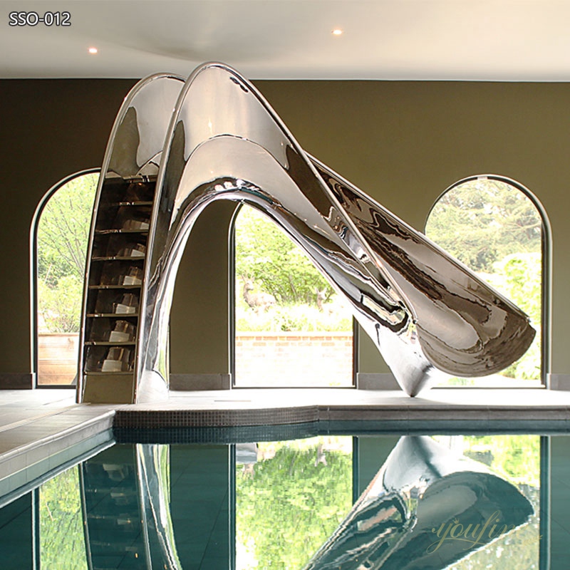 Mirror Polished Stainless Steel Water Slide Sculpture Supplier