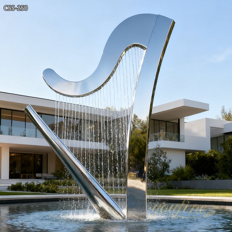 Outdoor Garden Modern Metal Harp Water Fountain Sculpture CSS-250 - Abstract Water Sculpture - 3 high quality Outdoor Garden Modern Metal Harp Water Fountain Sculpture