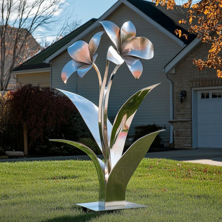 stainless steel Orchid Sculpture for garden