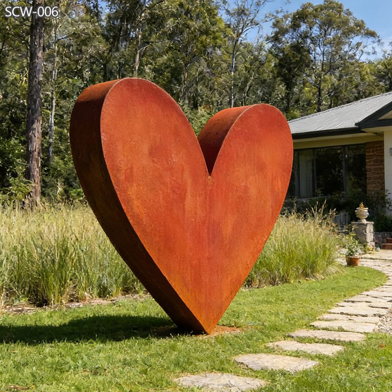 Charming Corten Steel Heart Sculpture for Lawn - Abstract Corten Sculpture - 6 abstract corten steel heart sculpture