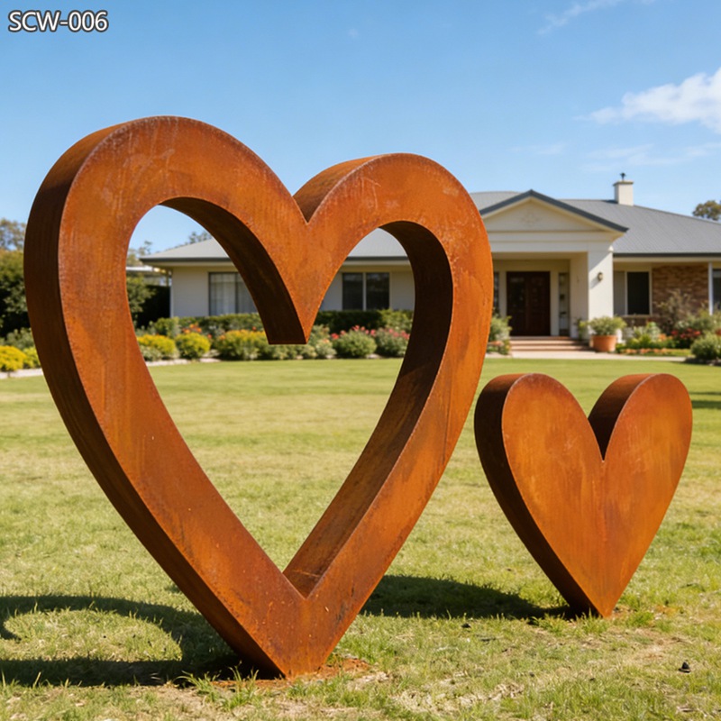 Charming Corten Steel Heart Sculpture for Lawn - Abstract Corten Sculpture - 1 abstract corten steel heart sculpture