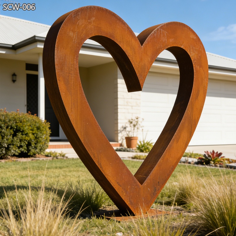 Charming Corten Steel Heart Sculpture for Lawn - Abstract Corten Sculpture - 4 Corten Steel Heart Sculpture