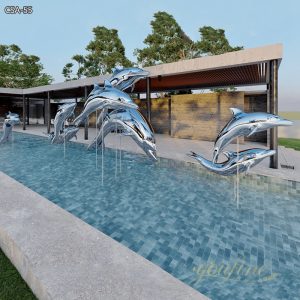 Customized Mirror Polished Stainless Steel Dolphin Sculpture for Sale