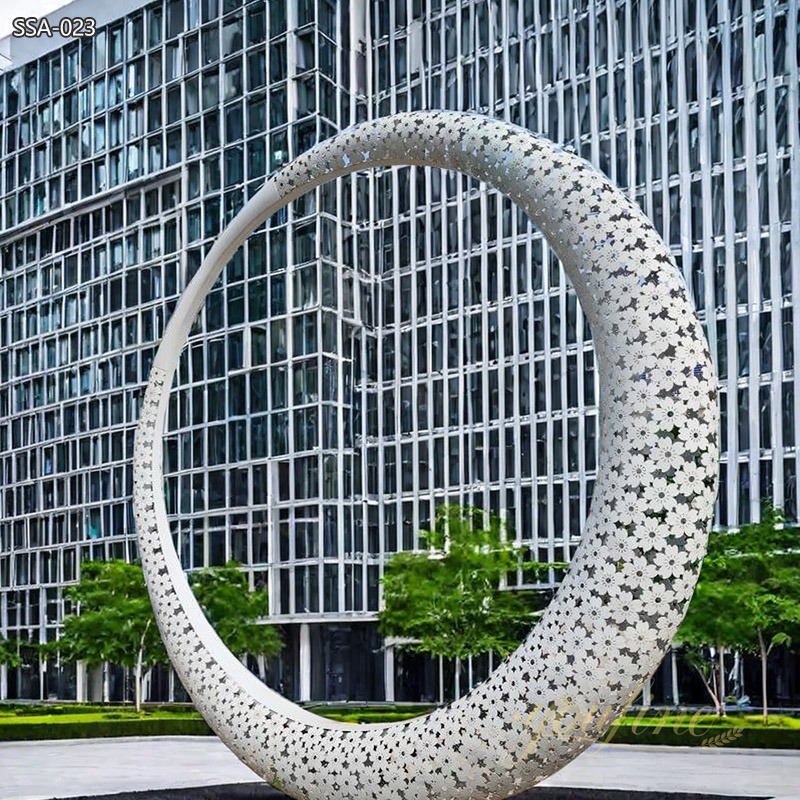 Public Art Hollow Stainless Steel Ring Sculpture for Business Center