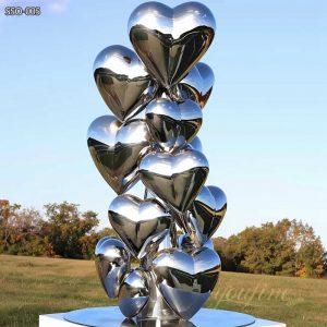 Stainless Steel Heart-Shaped Sculpture Column Art Installation