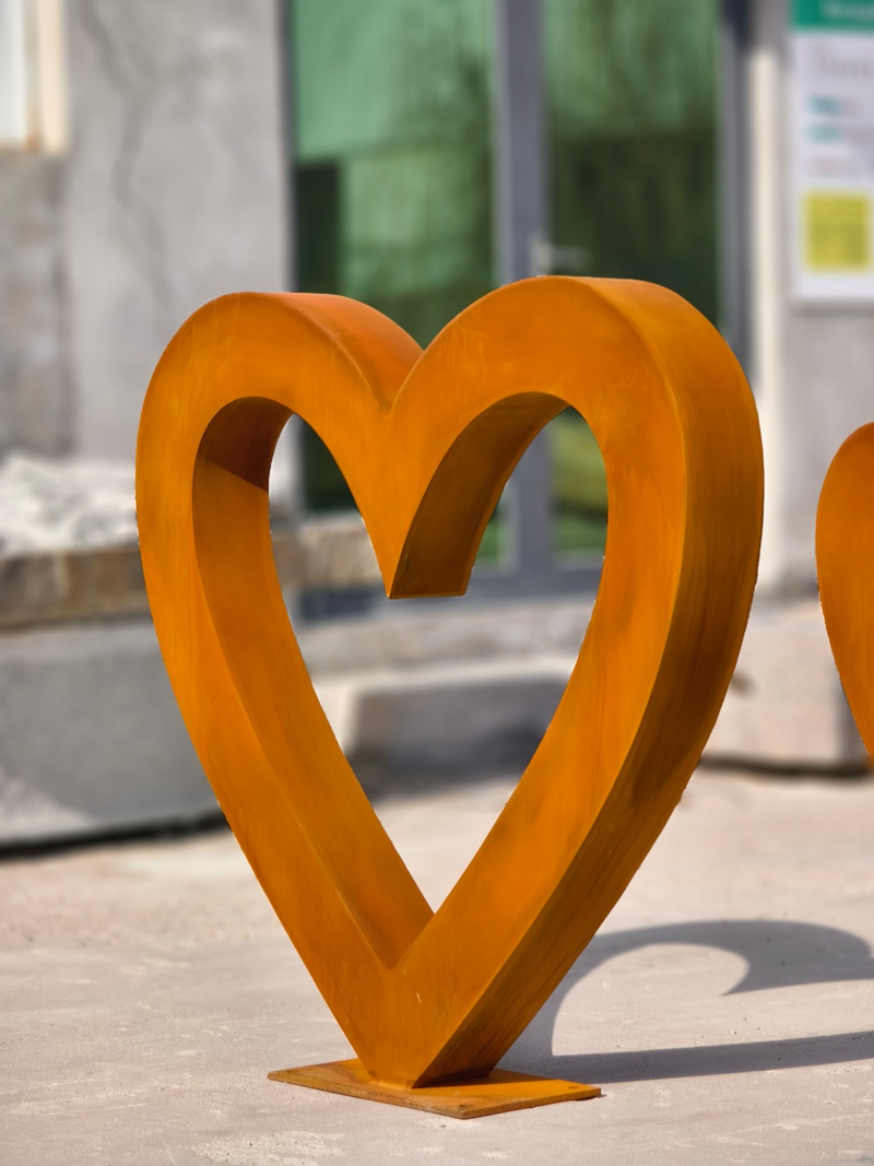 Charming Corten Steel Heart Sculpture for Lawn - Abstract Corten Sculpture - 8 Corten Steel Heart Sculpture
