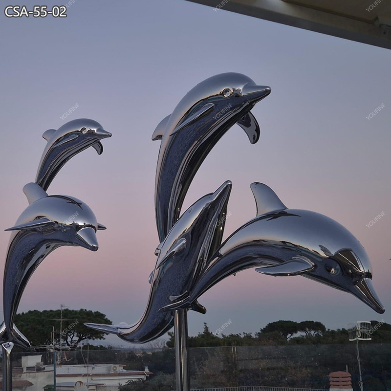 Customized Mirror Polished Stainless Steel Dolphin Sculpture for Sale