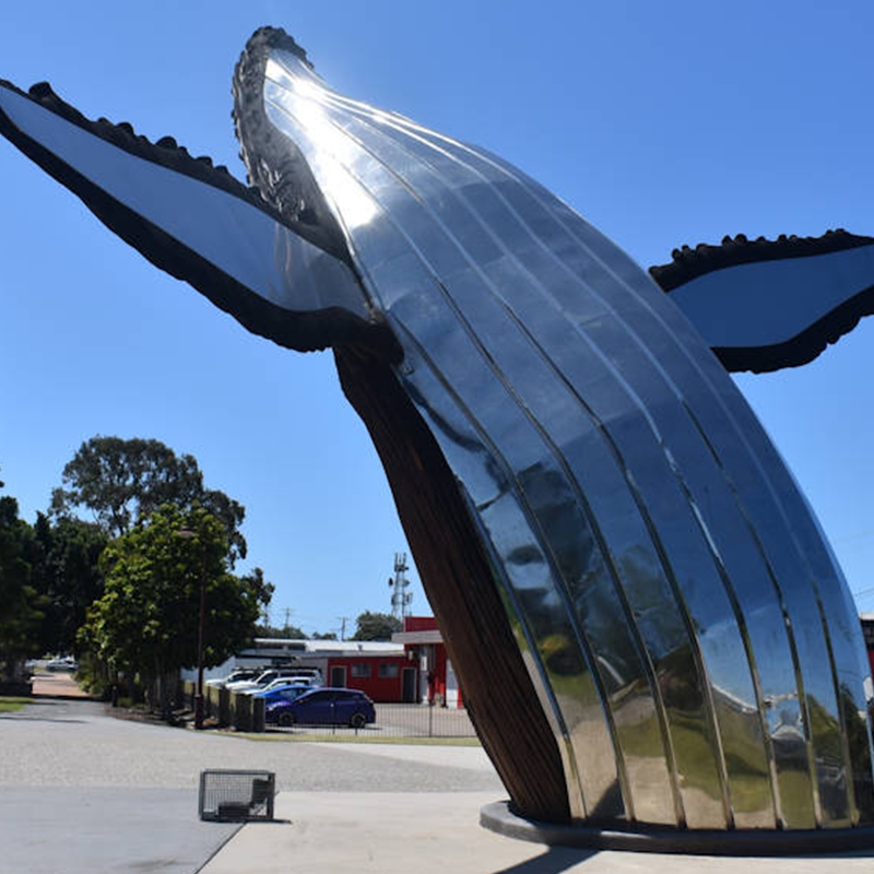 stainless steel sculpture whale design