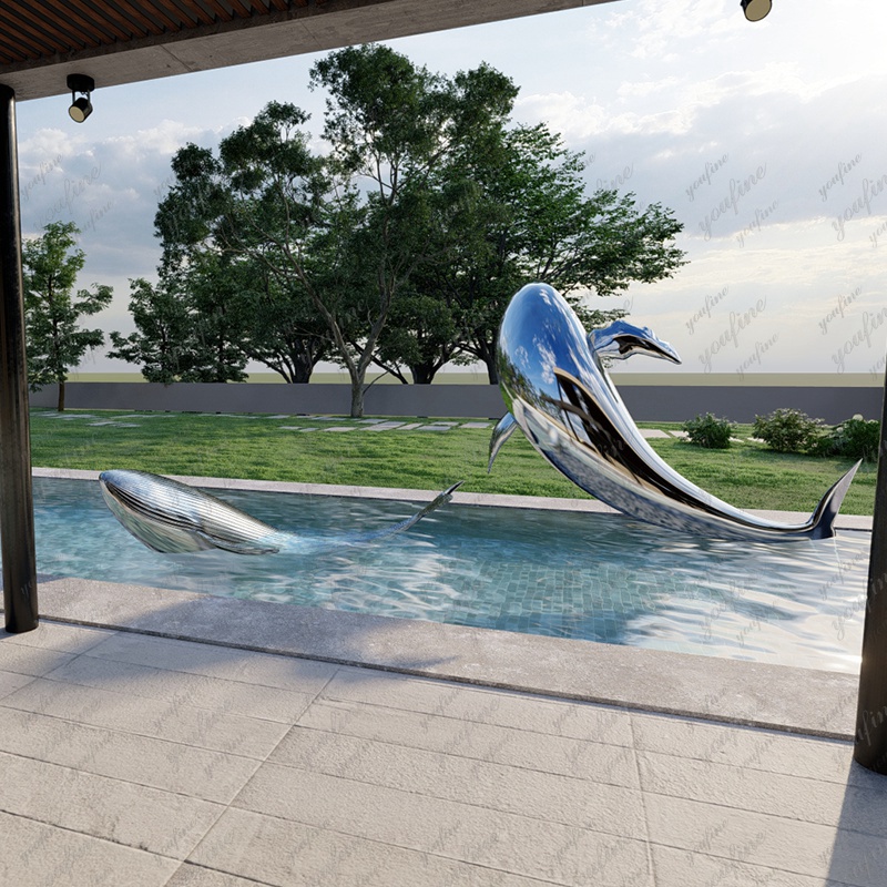 stainless steel sculpture whale design