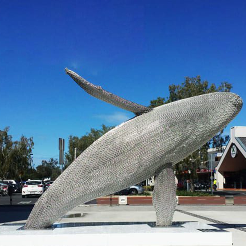 stainless steel sculpture whale design