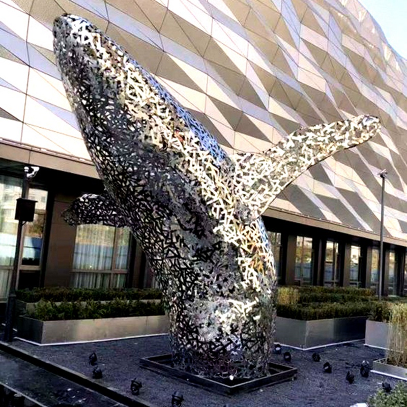 stainless steel sculpture whale design