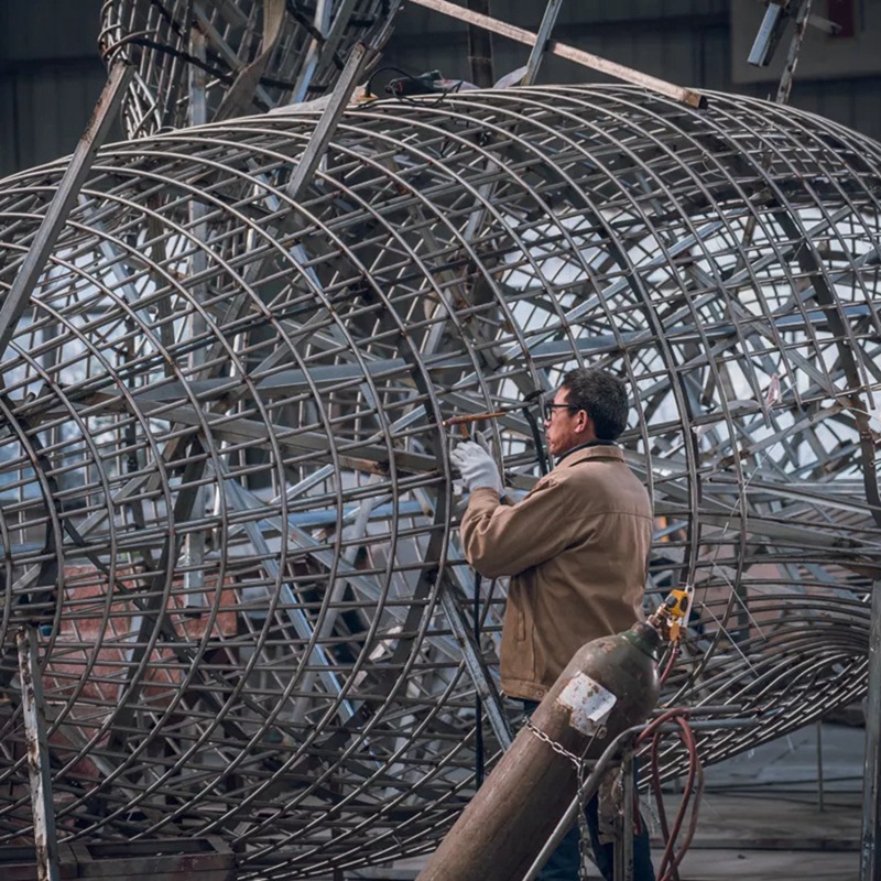 stainless steel sculpture whale design