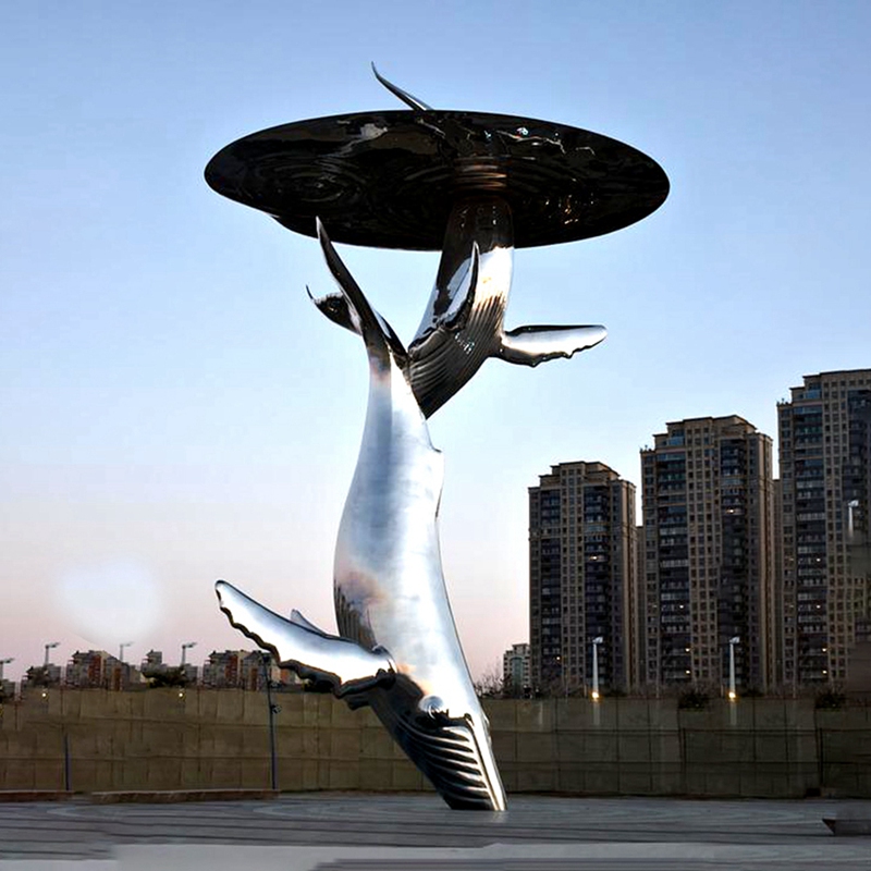 stainless steel sculpture whale design