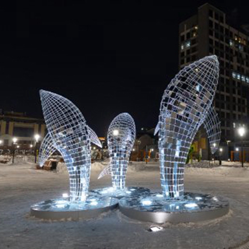 stainless steel sculpture whale design