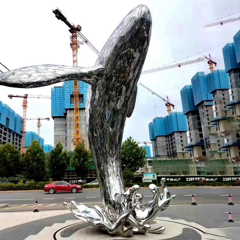 stainless steel sculpture whale design